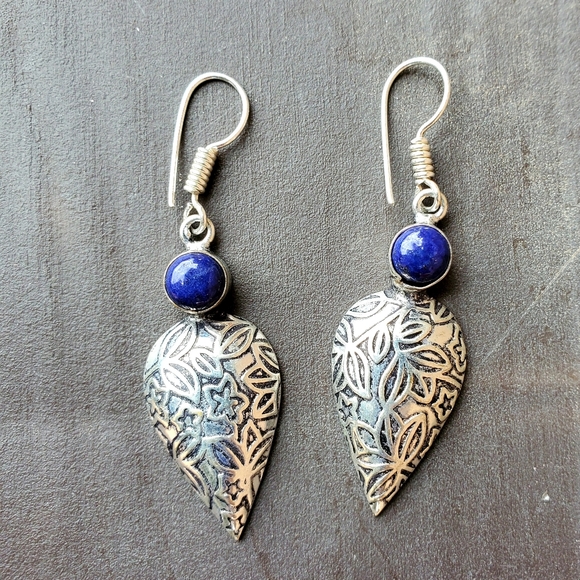 *$15 Sale* New Lapis Lazuli Silver Earrings. - Picture 8 of 11